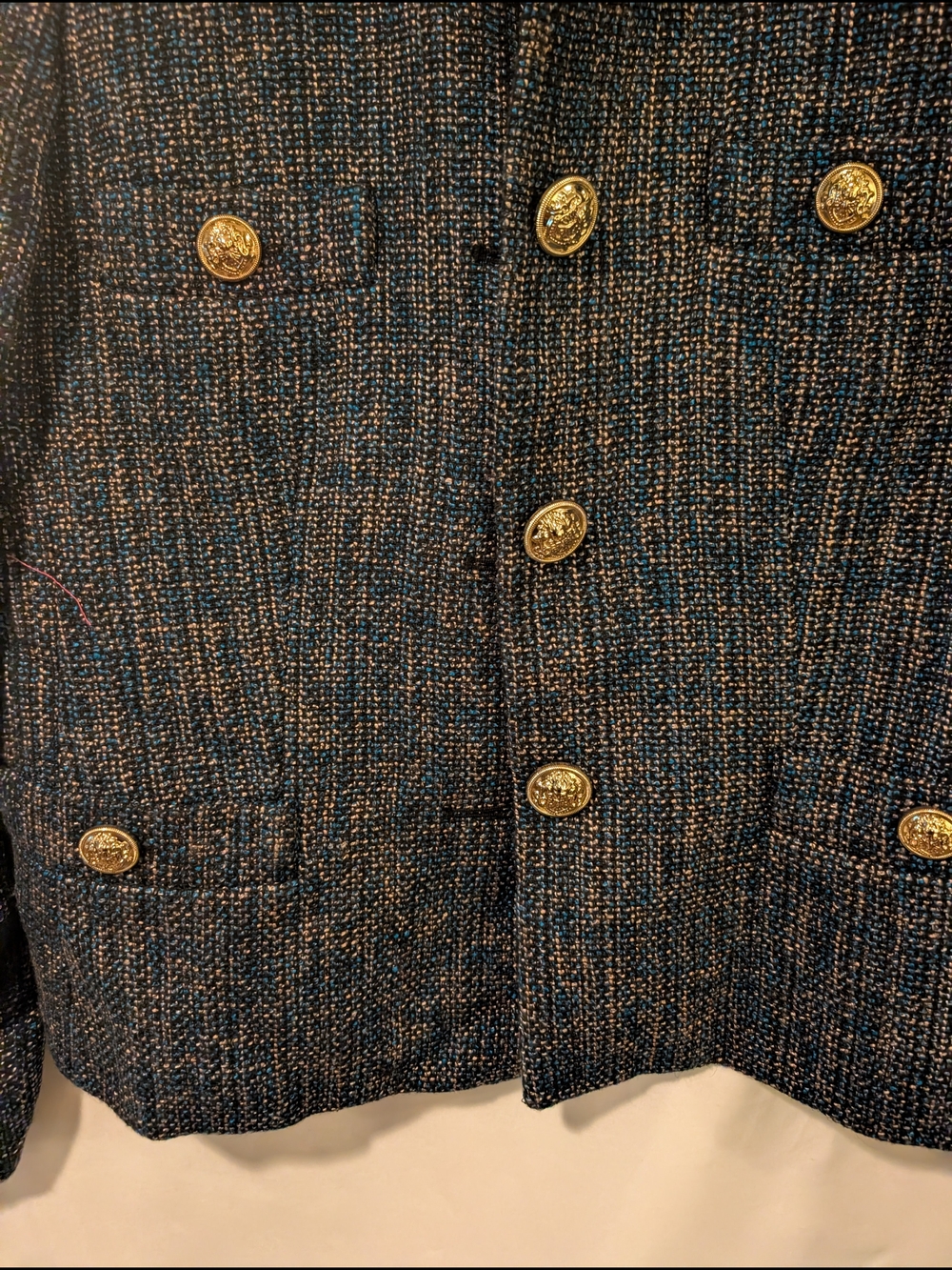 Kasper Navy & Gold Tweed Button Front Jacket - Picture 10 of 13
